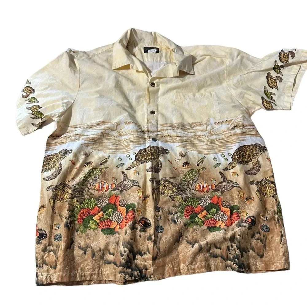 Hawaiian Reserve Collection men's side 2XL button down shirt sleeve
